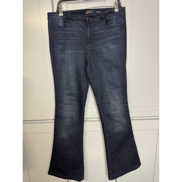 Denim Suede Brand Jeans Womens 32 Navy Blue Farrah High Rise Flare Leg - Picture 3 of 10